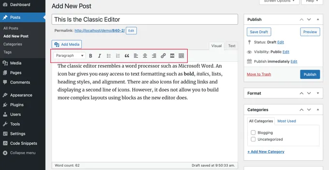 WordPress Klasik Düzenleyici